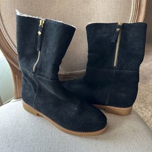Kate Spade, New York black suede fold down Sherpa lined boot size 7 1/2.
